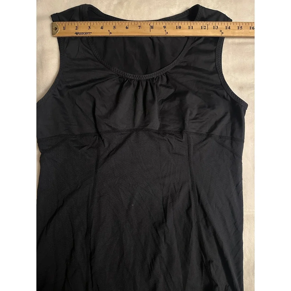 Lululemon Athletica Black Sleeveless Tank Top Cinched Hem Athletic Shirt 8 Mesh